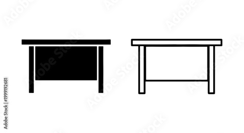 Black and white table icons in line style