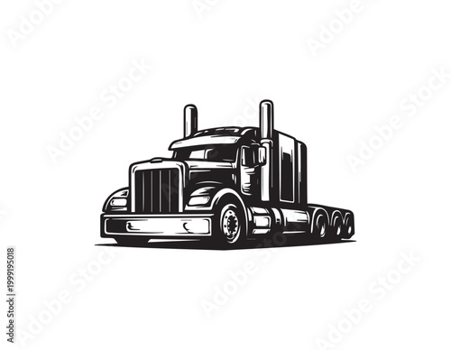 truck logo, badge emblem style, modern trucking and transport logo