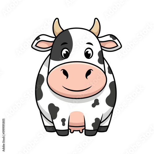 Cute Cartoon Cow Illustration - Friendly Farm Animal