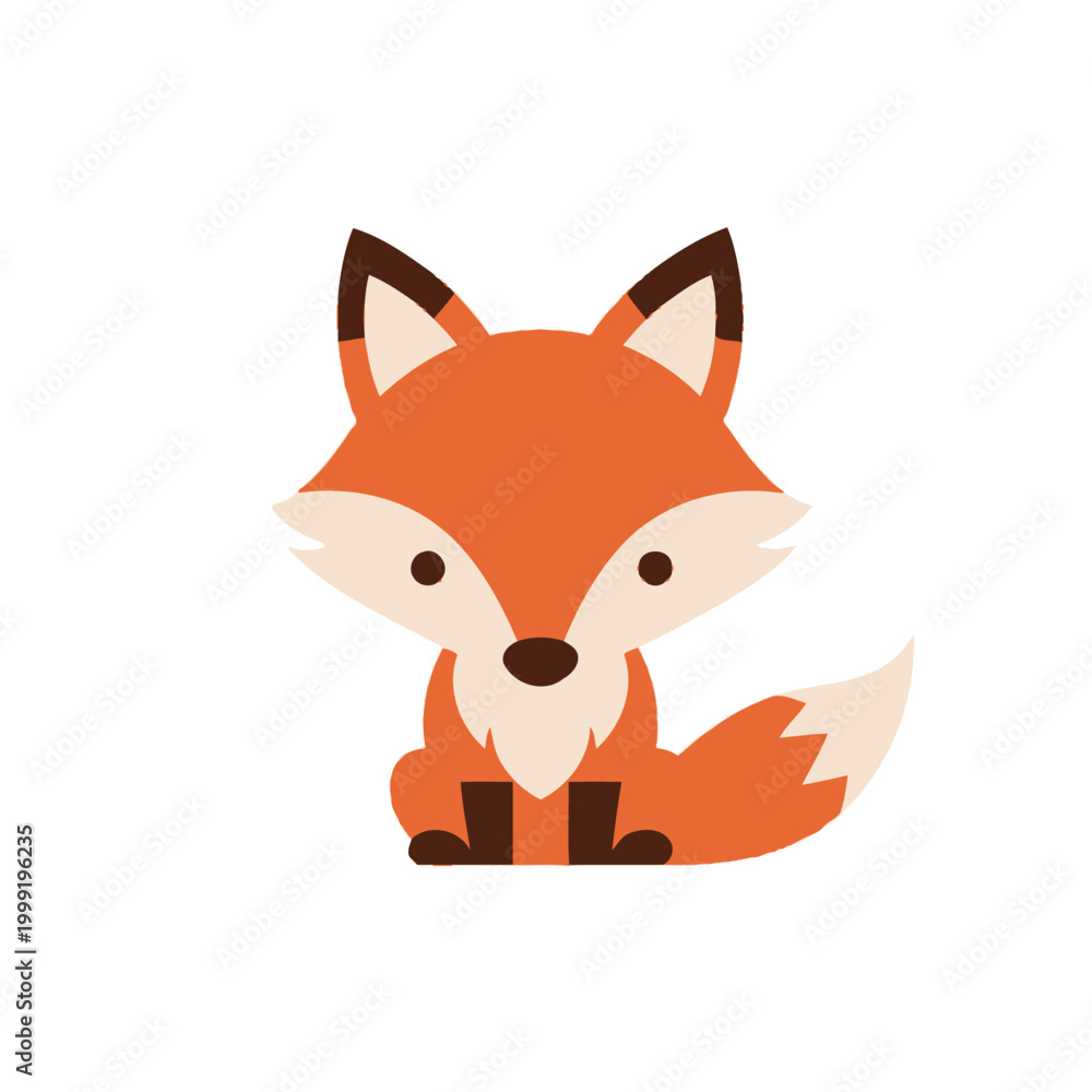 Fototapeta premium Cute Cartoon Fox Illustration - Adorable Woodland Animal Character