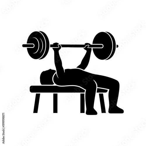 Silhouette of Person Bench Pressing Weight Barbell on Bench