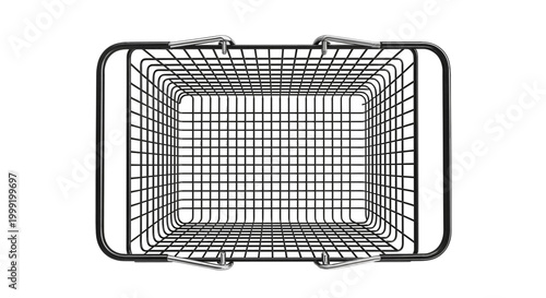 empty wire shopping basket on checkered background