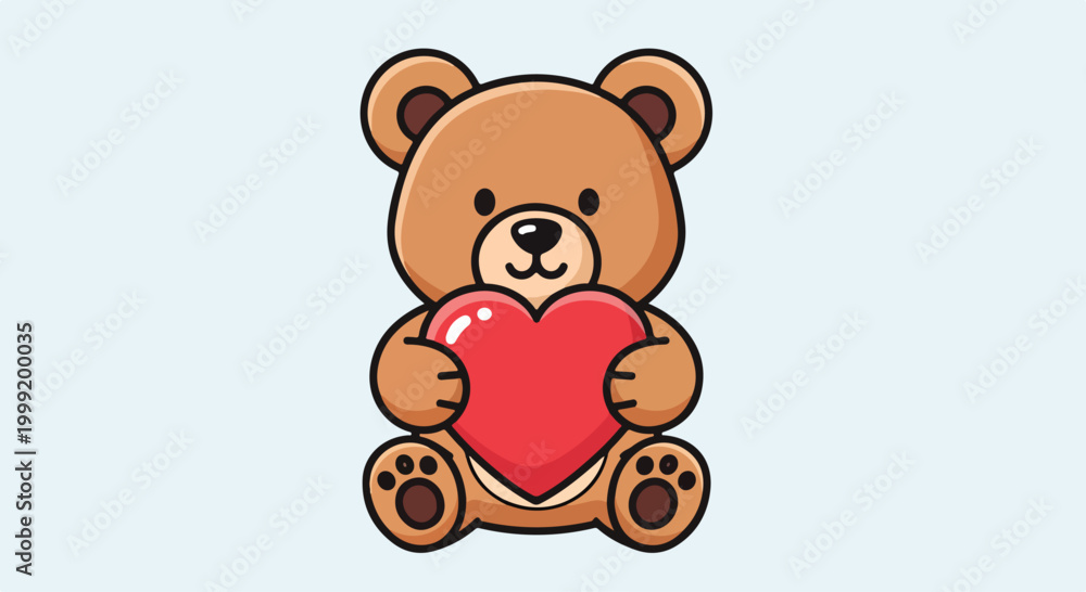 Obraz premium A cartoon teddy bear holding a heart