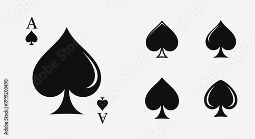 Ace of Spades Playing Card with Spades Symbols