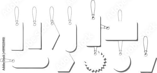 Fishing Hook Set Collection with Different Shapes and Angles Including Curved and Sharp Metal Hooks and Floats for Angling Equipment Vector Illustration