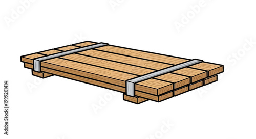 Wooden Pallet with Metal Straps.