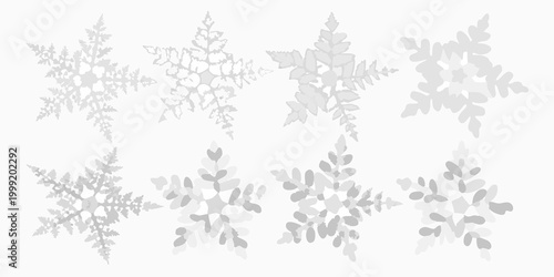 Gray tone shrub and leaf set seven botanical elements