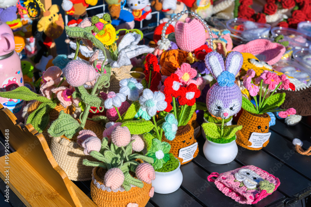 Obraz premium Handmade objects for sale by street vendor, Toronto, Canada