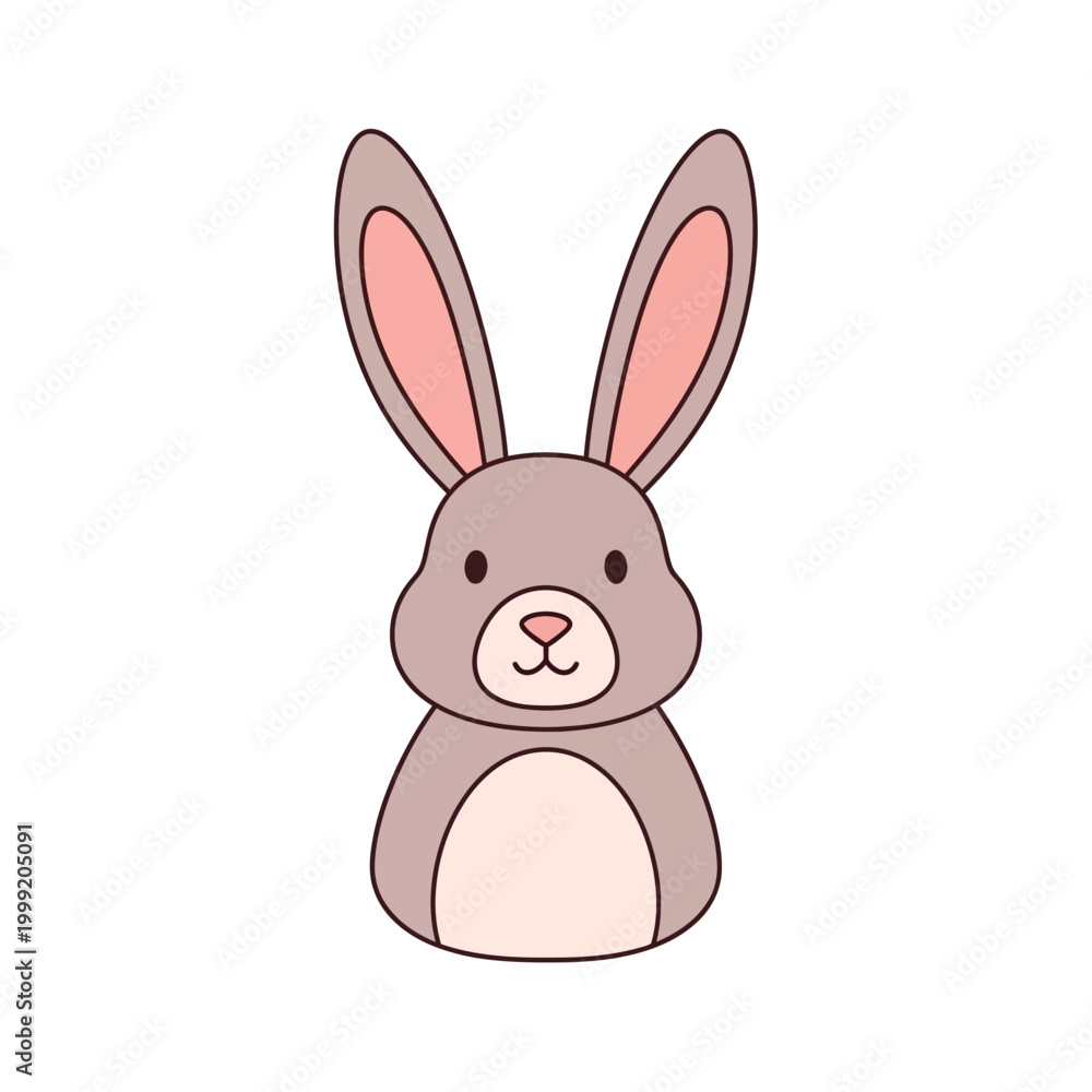 Fototapeta premium Cute cartoon bunny rabbit illustration, simple and adorable character design