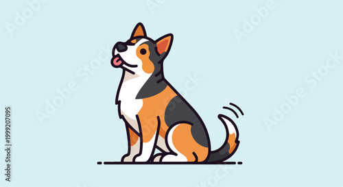 A cartoon dog sits on a line