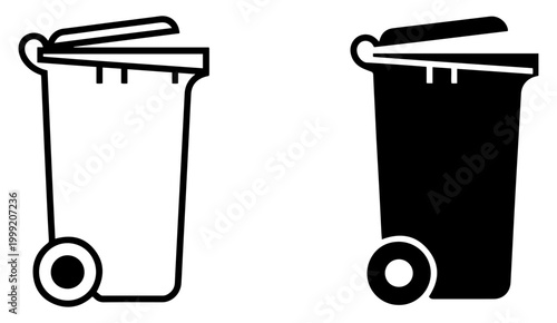 Canvas Print garbage bin icon outline filled vector design
