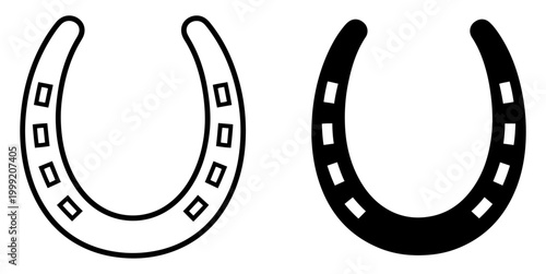 Canvas Print horseshoe luck icon outline filled vector