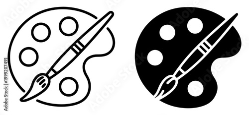artist palette icon paint brush vector