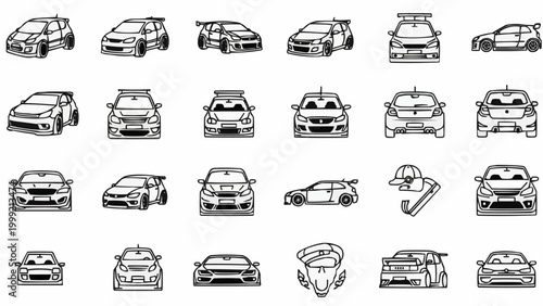 Collection of Hand-Drawn Sports Car Sketches and Illustrations.