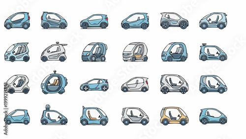 Collection of various futuristic electric and autonomous concept cars.