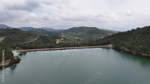 Peaceful Aerial Drone Shot of a Natural Lake Paradise