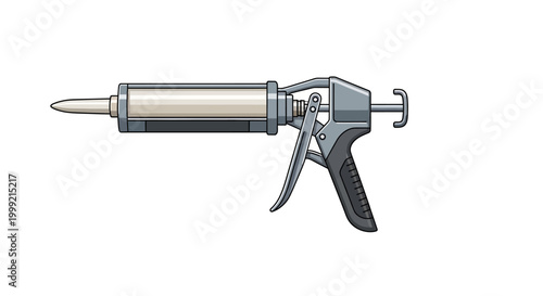 Caulk gun with metal body.