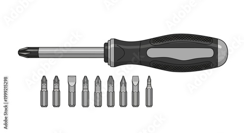 Screwdriver with multiple bit attachments.