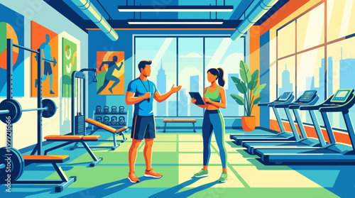 Man and woman in gym.