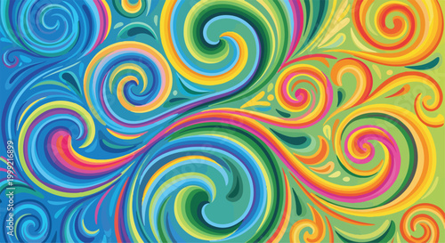A colorful abstract artwork with swirling patterns