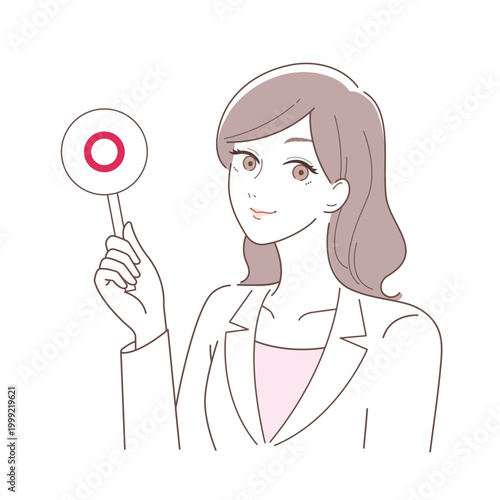 美容の専門家の女性がOKを示すイラスト（正しいスキンケア・美容アドバイス）