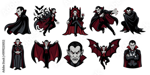 Set of Dracula Vampire Illustrations