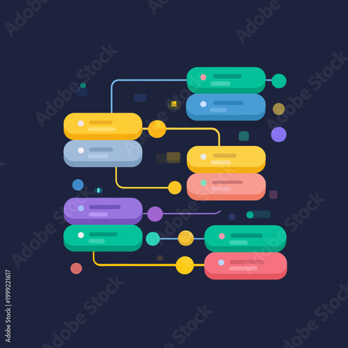 Vector illustration of data packets moving in a network