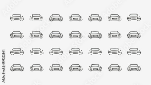 Collection of various car outline icons representing modern transportation.
