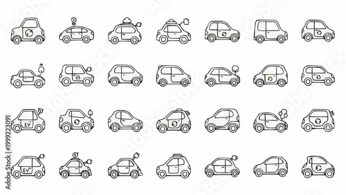 Autonomous Electric Car Doodles Collection.
