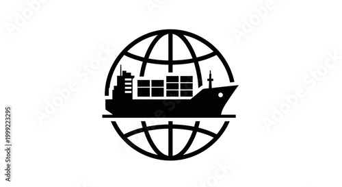 Container Ship Global Trade Icon Black.