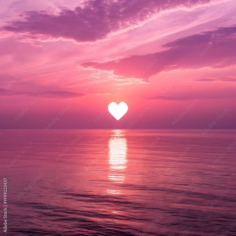 Fototapeta premium a minimalist romantic seascape at sunset