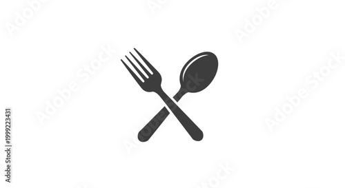 Crossed Fork and Spoon Icon Illustration.