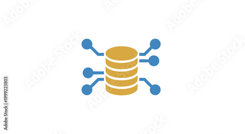 Database Server with Connected Nodes Illustration.