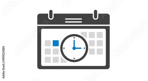 Digital calendar with clock icon.