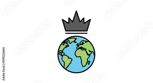Globe with crown on top symbol.