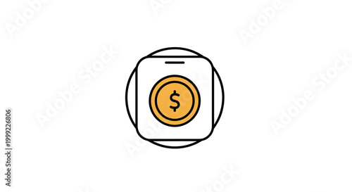 Golden coin with dollar sign symbol.