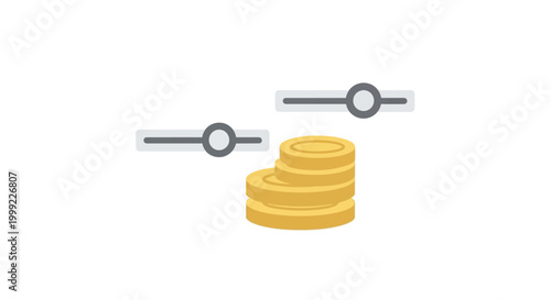 Golden coins with balance scale.