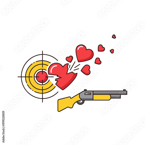 Broken Heart Shot by Shotgun on Target, Love Failure Concept