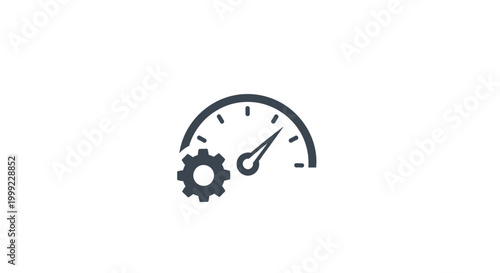 Speedometer gauge with gear icon.