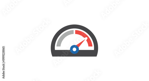 Speedometer gauge with red needle.