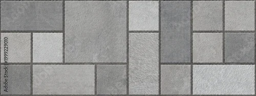 Panel kuchenny z motywem Modern grey stone paving texture, geometric slate tile pattern background, architectural concrete floor slabs for outdoor landscaping and patio design