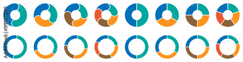 Photos Vector set of pie circle chart with color and arrow