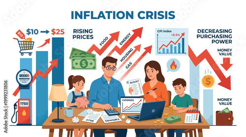 Family discusses rising prices and decreasing purchasing power during inflation crisis at home