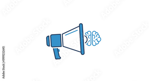Megaphone with Brain Idea Concept.
