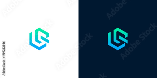 Geometric abstract lettermark logo design with a modern gradient. Ideal for technology, digital branding, or corporate identity, symbolizing innovation and connectivity
