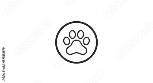 Paw print icon in circle.