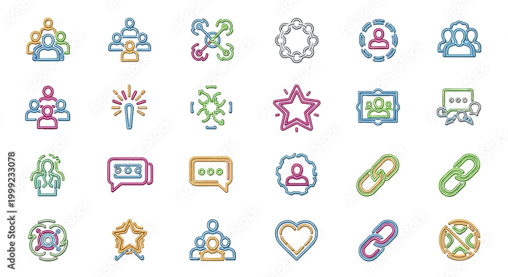 Obraz premium Multicolored icons on white background.