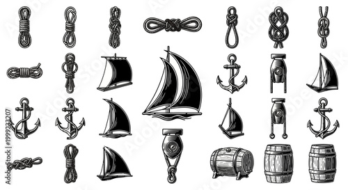Nautical icons and ship objects.