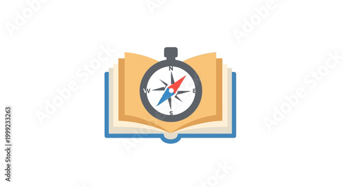 Compass on open book navigation.