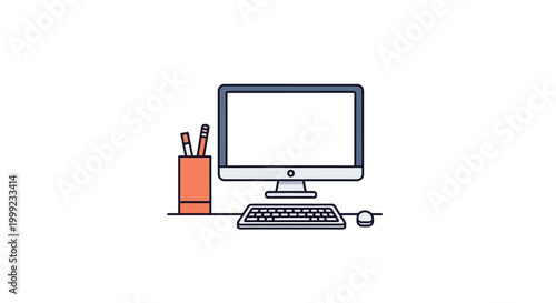 Computer workstation with keyboard mouse.